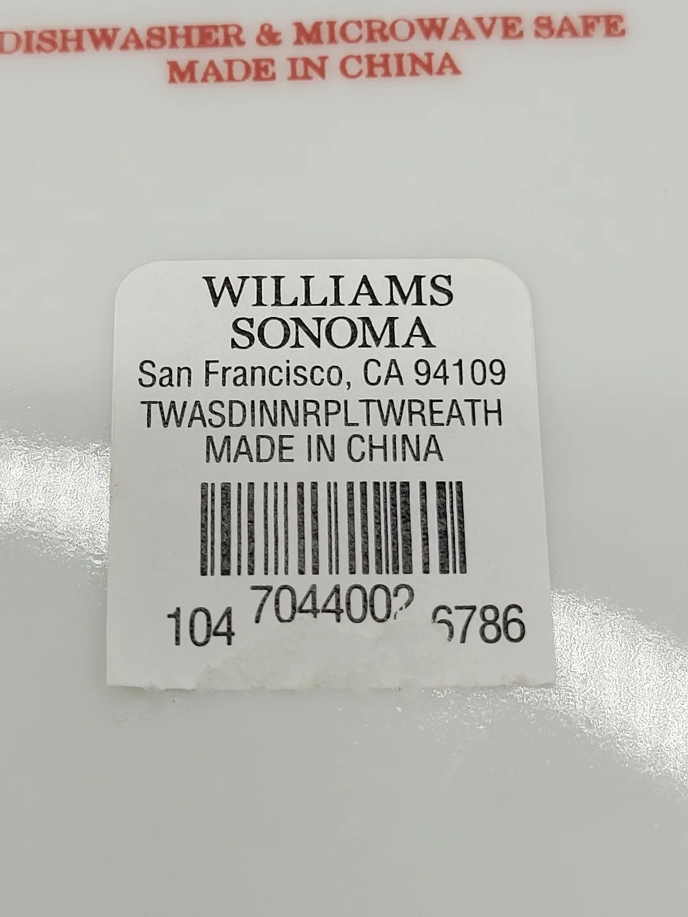 Williams Sonoma Twas The Night Before Christmas Holiday Wreath Plate NEW FLAW